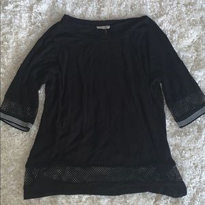 black tee with mesh detail